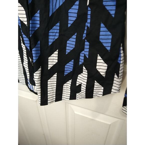 Worthington Woman 6 Blouse Collared Button Blue White Black Professional... - Picture 5 of 9